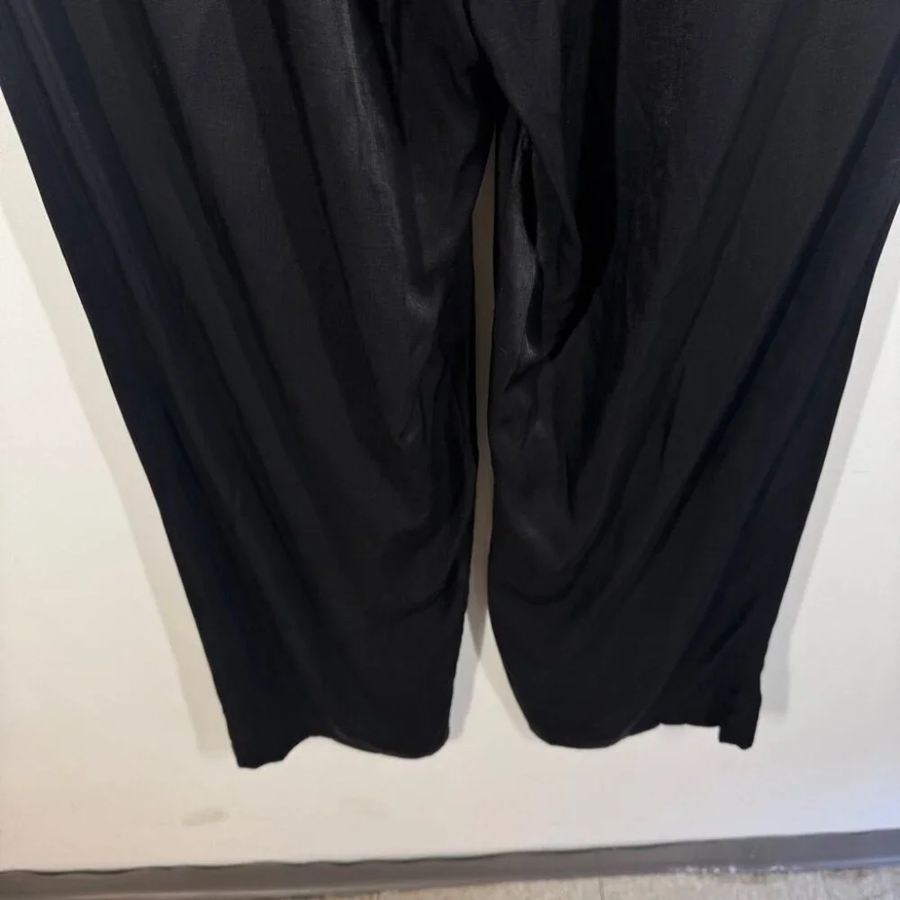Mara’s Collection Black Satin Pants Size L Luxe Greek Made Relaxed Fit